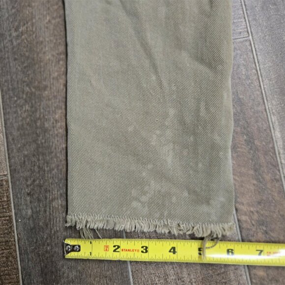 STYLISH ZARA 31x25 CROPPED KHAKI GREEN DENIM JEANS. RAW STRAIGHT LEG UNISEX - Picture 9 of 10